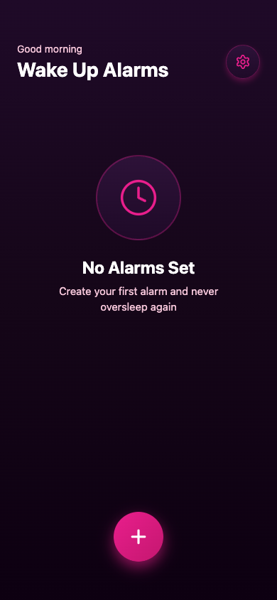 Alarm Maker app home screen