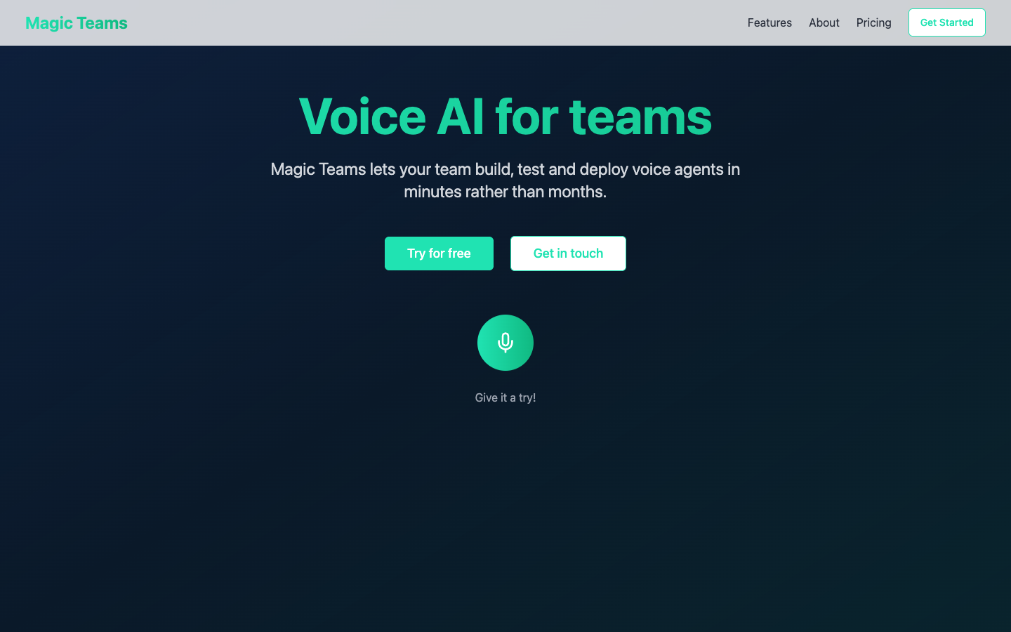 Magic Voice Teams landing page